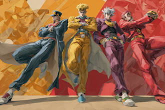 create a  jojo bizarre adventure inspired artwork