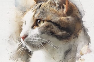 draw watercolor pet portrait