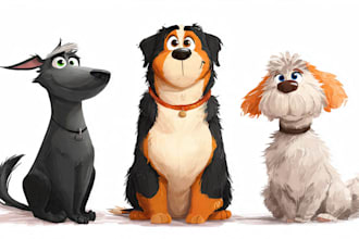 do custom cartoon pet portrait dog cat animal cartoon