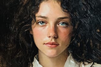 draw digital painting oil portrait pet art of photo