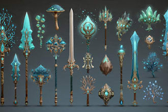 create weapon concept art for you