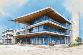 draw an architectural sketches of building illustrations