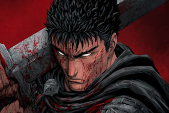 draw custom dark berserk style art in high quality