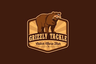 design vibrant grizzly tackle logo for fishermen