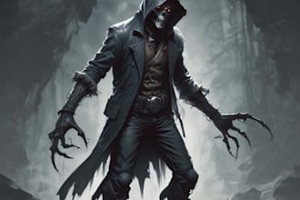 draw a fantasy horror and fantasy horror character art