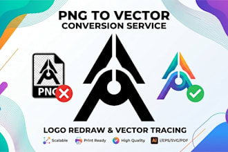 redraw logo vector tracing, vectorize image png to vector