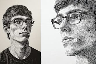 make custom portrait in linocut style