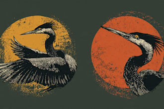 design vintage retro logo with linocut illustration