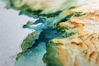 watercolor map illustration just for you