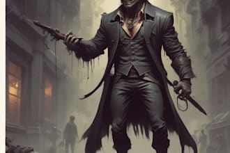 draw a horror and fantasy horror character art