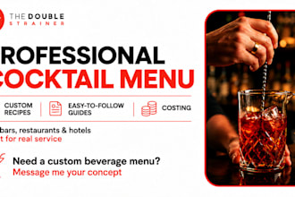 create a professional cocktail menu for your bar or restaurant
