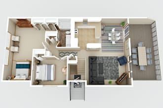 convert simple 2d plan to 3d plan rendering