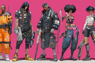 design stunning sci fi, cyberpunk, game characters