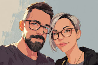 design couple portrait wedding portrait illustration