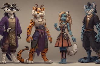 draw furry art, fursona, furry oc, anthro, concept art