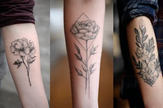 create custom artistic minimalist, detailed floral or geometric tattoo designs