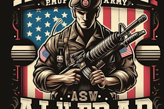 design high quality army mascot logo with t shirt design