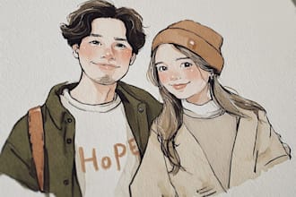 design couple portrait sketch illustration
