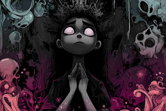 draw art in dark cartoon comic style