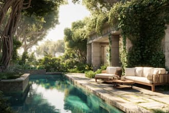 design home garden, pool, patio, villa landscape