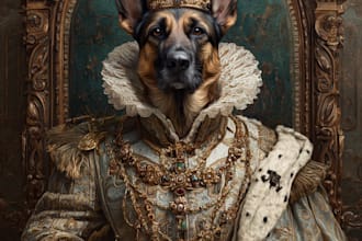 paint a custom royal pet portrait cat portrait, dog portrait