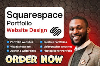 design squarespace portfolio website for photographer videographer author writer