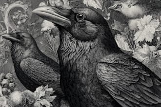 create dark art gothic illustrations in engraving style