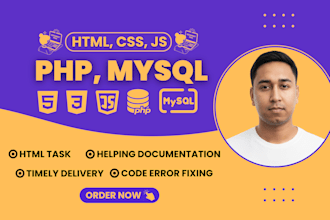 help with HTML, CSS, javascript, PHP, and mysql web projects