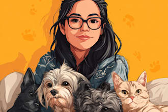 draw a cute cartoon portrait of your pet dog