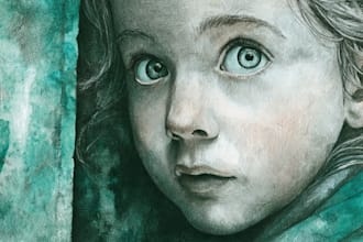 create watercolor, pencil, charcoal or pen illustration