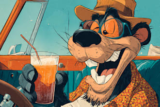 draw retro vintage cartoon character illustration