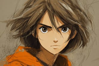 draw cartoon, anime, super hero portrait or concept art