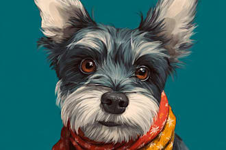 amazing royal pet portrait in custom caricature