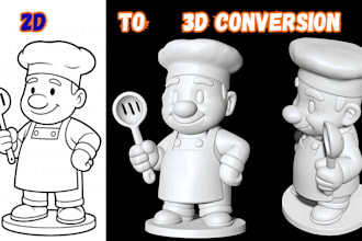 convert 2d to 3d model 3d miniature toys from picture stl file for 3d printing