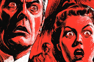 create distressed vintage retro comic art for tshirts, posters or books