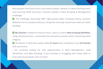 do data scraping web research and data cleaning