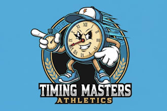 do hand clock mascot logo design with express delivery
