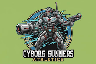 create an cyborg gunners mascot logo design service
