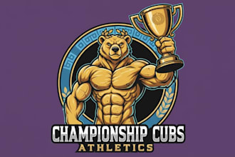 do unique champion cup golden ber mascot logo design