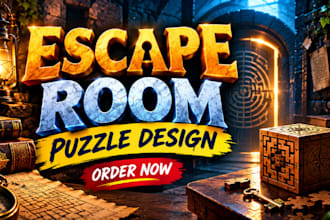 write, design escape room story, game play, riddles, mystery story line, puzzles