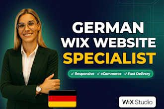 design a german wix website, wix studio redesign and wix landing page