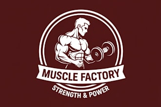 make body building mascot logo design service for business page