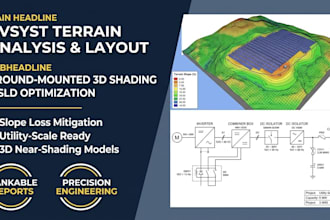 create pvsyst terrain analysis and topographic solar layout