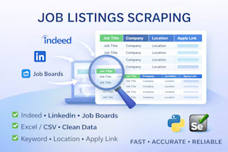 scrape job listings data into excel or CSV