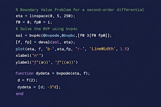 do matlab coding for ode, bvp, rk4, and numerical analysis