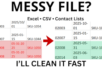 clean messy excel or CSV data fast