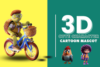 design 3d cute cartoon character animal modeling for mascot animation printing