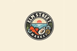 design food vegetable farm garden, fruit logo with branding