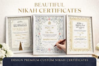 design certificates for islamic nikha and wedding