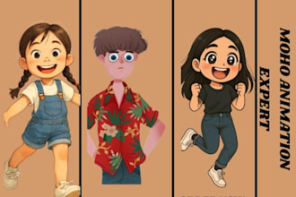 rig and animate 2d moho characters with 360 turn and vfx